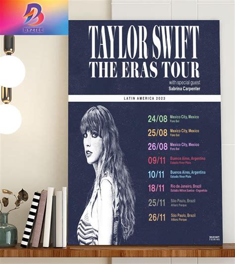 Taylor Swift The Eras Tour Latin America Poster With Special Guest Sabrina Carpenter Home