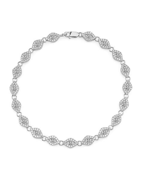 Sydney Evan Small Diamond Evil Eye Link Bracelet In 14K White Gold