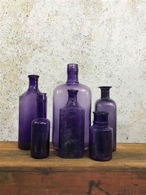 Vintage Purple Bottle Lot Amethyst Glass Antique Bottles Etsy Purple Bottle Antique Bottles