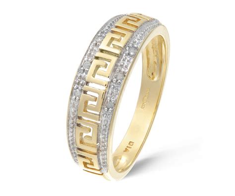Diamond Greek Style Ring 9ct Yellow Gold Hockley Jewellers