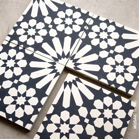 See more ideas about emser, emser tile, wall tiles. Black and white Moroccan cement tile pattern from Mosaic ...