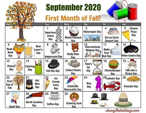 September National Day Calendar Free Printable Calendars In Printable