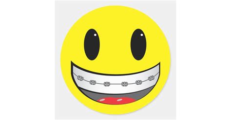 Smiley With Braces Classic Round Sticker Zazzle