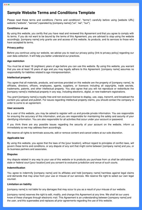 Free Terms And Conditions Template And Examples Pdfdoc
