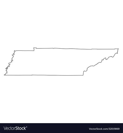 Tennessee Tn State Border Usa Map Outline Vector Image