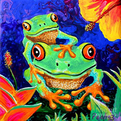 Tropical Frogs Painting By Pechez Sepehri Pixels