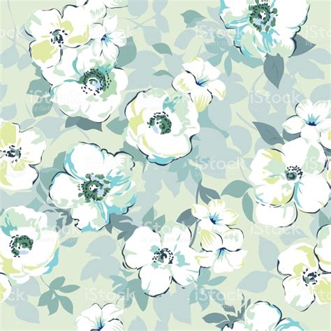 Pastel Blue Flower Print Seamless Background Stock Vector