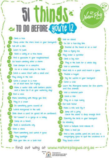51 Things To Do Before Youre 12 Nature Play Wa