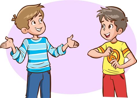 Dos Niños Hablando Ilustración De Vector De Personaje De Dibujos