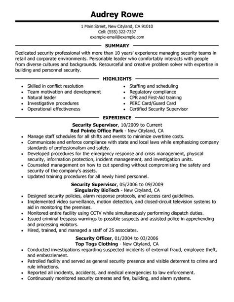 Desired job type:employee, temporary/contract/project desired status: Unforgettable Security Supervisor Resume Examples to Stand ...