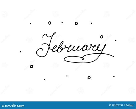 February Handwritten Text Inscription Modern Hand Drawing Calligraphy