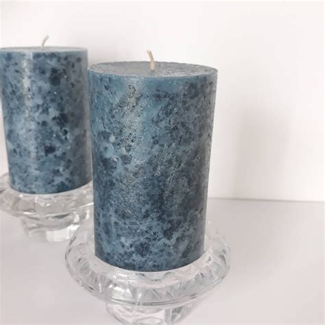 Navy Blue Pillar Candles Unique Midnight Blue Candles For Etsy