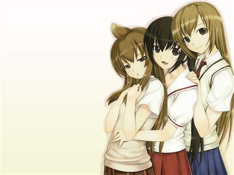 Three Anime Girl Characters Hd Wallpaper Wallpaper Flare
