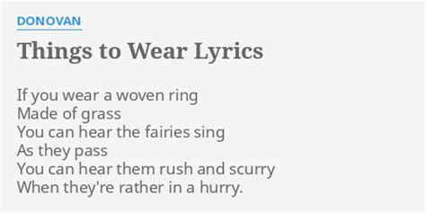 Things To Wear Lyrics By Donovan If You Wear A