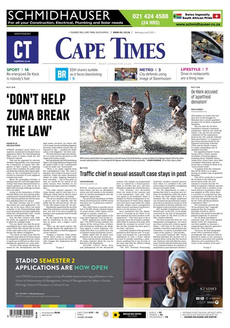 Cape Times July 07 2021 Newspaper Get Your Digital Subscription