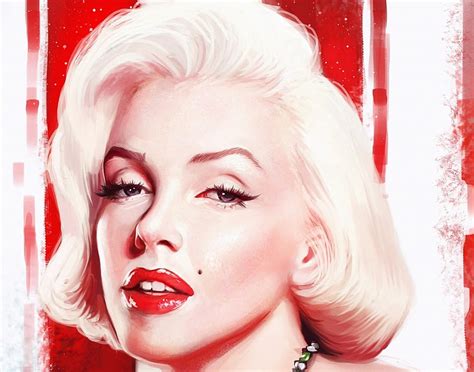 1080p Free Download Marilyn Monroe Red Art Blonde Woman Girl
