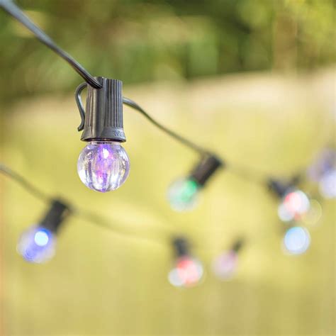 Outdoor String Lights Led Globe String Lights G30 Bulb 50 Ft Black C9