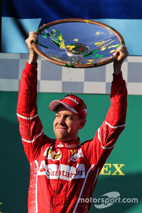When sebastian vettel finish on podium won 53 races and started 44 times from pole position. Podium: winner Sebastian Vettel, Ferrari at Australian GP