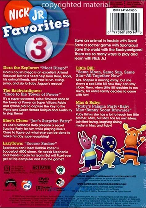 Nick Jr Favorites Vol 3 Dvd 2006 Dora Backyardigans Blues Clues