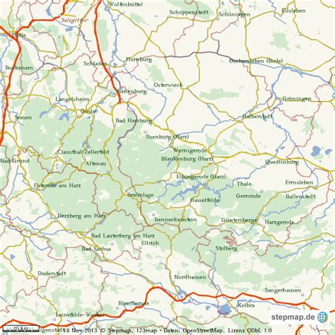 Eine landkarte harz haben wir hier für sie zwischen harz und mulde mit umgebung der bezirkshauptstadt halle /s. StepMap - Harz - Landkarte für Welt