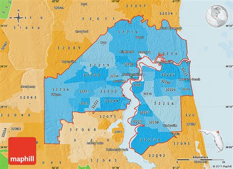 Political Shades Map Of Zip Codes Starting With 322