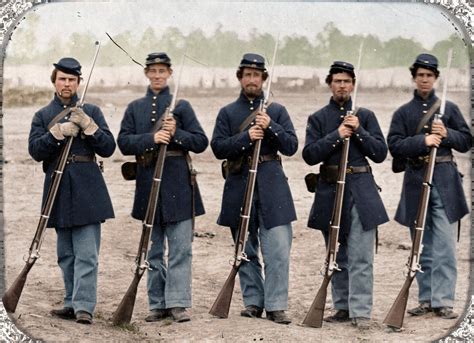 This Is A Colorized And Enhanced Image Of Five Union Soldiers Of The