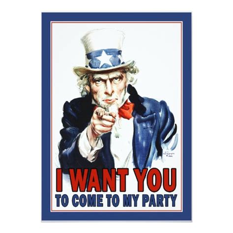 Uncle Sam I Want You Party Invitation