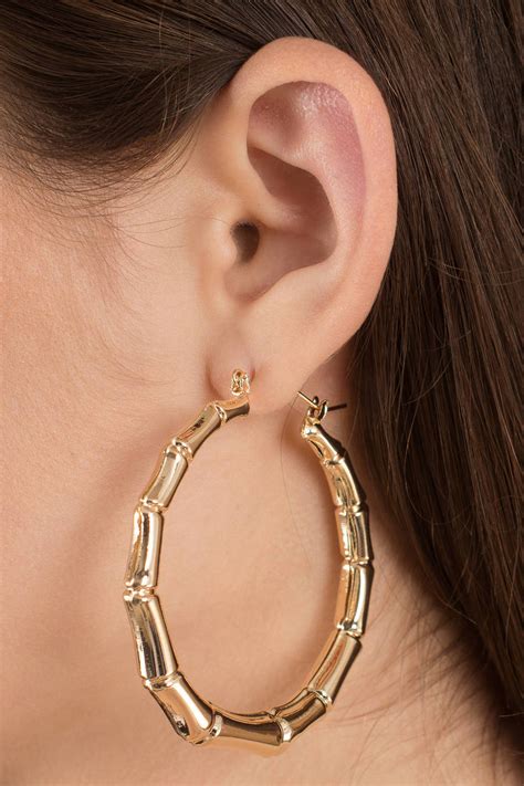 Into The Wild Gold Bamboo Hoop Earrings 10 Tobi Us
