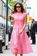 Victoria Beckham in Pink Dress – Out and about in New York City – GotCeleb