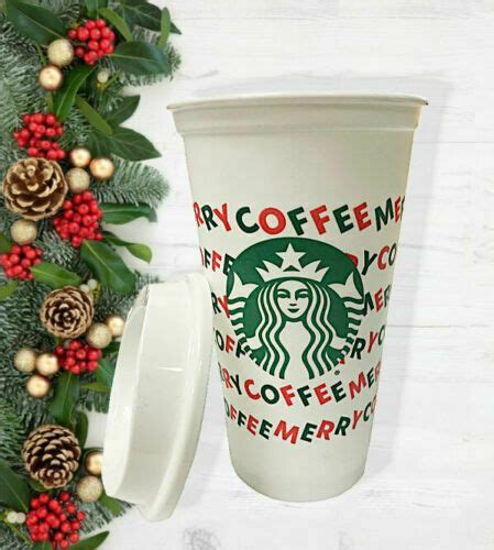 Starbucks 2019 Reusable Holiday Hot Cold Cup 16oz Merry Coffee New