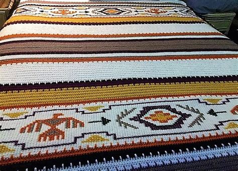Vintage Crochet Afghan Indian Blanket Pattern Pdf Instant Image 1