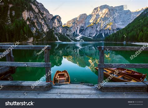 Boats On Braies Lake Pragser Wildsee Stock Photo 512230543 Shutterstock