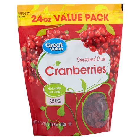 Great Value Sweetened Dried Cranberries Value Pack 24 Oz