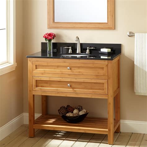 It is so fancy to have bathroom vanity with narrow depth in small bathrooms. 36" Narrow Depth Thayer Bamboo Vanity for Undermount Sink ...
