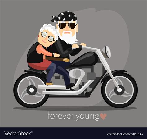 Grandma And Grandpa Riding A Motorcycle Royalty Free Vector