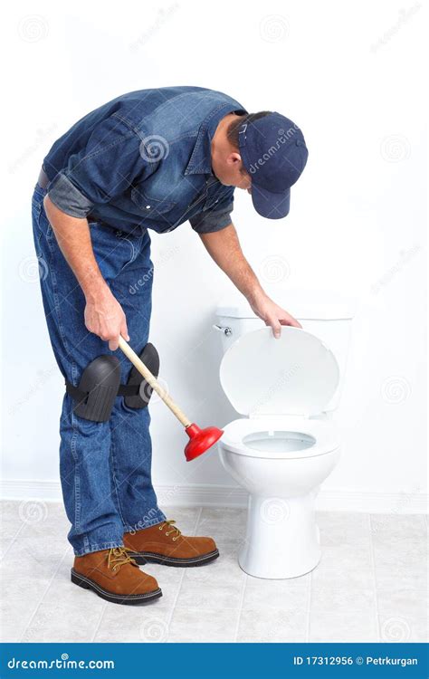 Plumber With A Plunger Stock Photo Image Of Installing 17312956