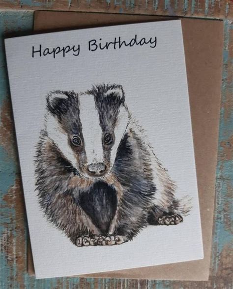 Happy Birthday Badger Greetings Card Brock Nature Wildlife Etsy