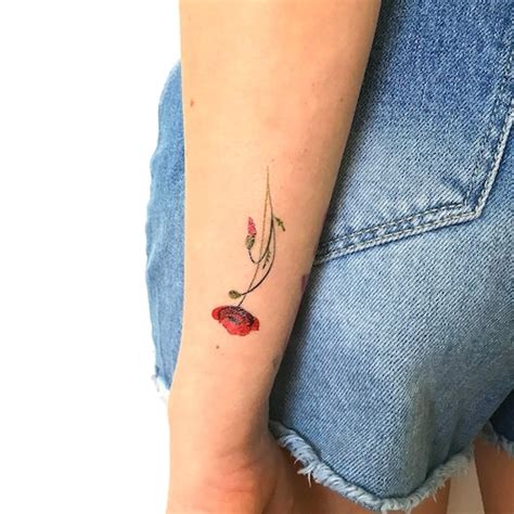 Fine Line Poppy Temporary Tattoo By Jakenowicz Set Of 3 Etsy