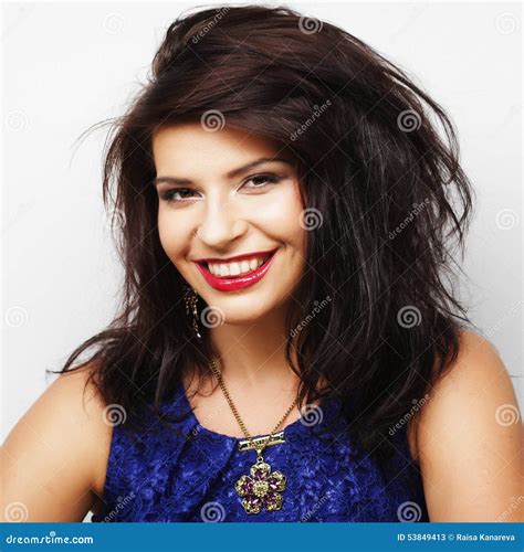 Beautiful Woman With Big Happy Smile Stock Image Image Of Background Confident 53849413