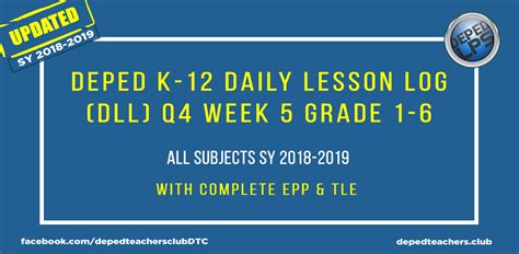 Deped K 12 Daily Lesson Log Dll For Grades 1 6 All Subjects 1st To 4th