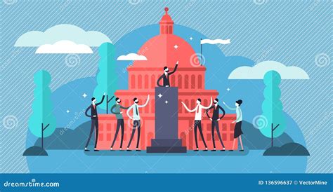 Government Vector Illustration Flat Tiny Political Speech Persons