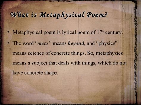 Metaphysical poem