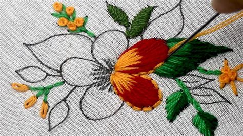 New Hand Embroidery Tutorial On Long And Short Stitch Easy Flower