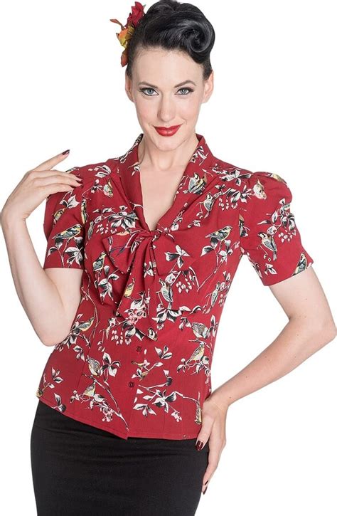 hell bunny birdy 40s 50s pin up landgirl ww2 retro vintage style blouse red shopstyle tops