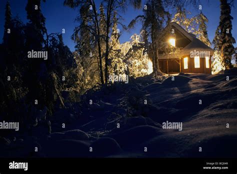 Snow Log Cabin Home Alaska High Resolution Stock Photography And Images