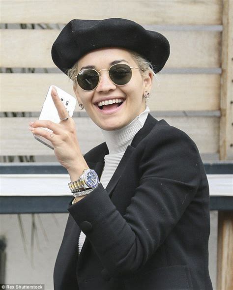 Rita Ora Goes Parisian Chic In Stylish Beret And Tailored Black Suit