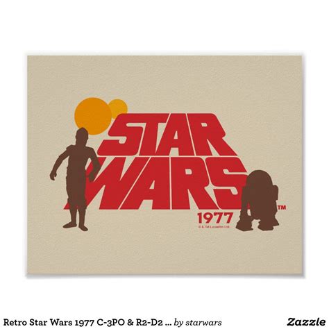 Retro Star Wars 1977 C 3po And R2 D2 Logo Poster In 2021