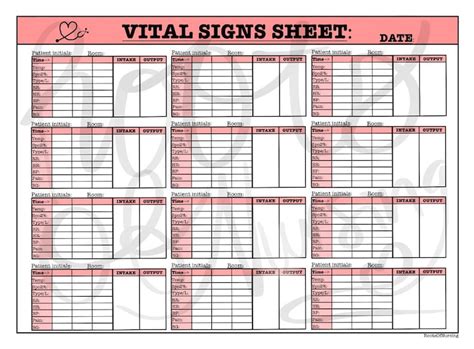 12 Patient Vital Signs Sheet Download Now Etsy