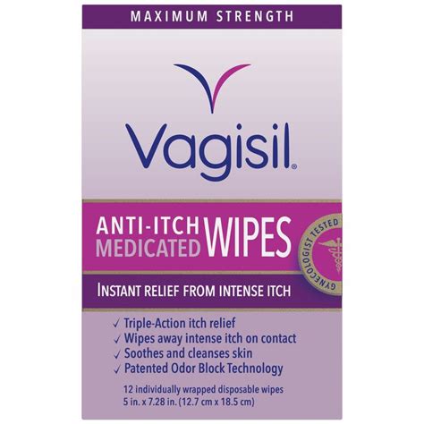 Vagisil Anti Itch Medicated Wipes Maximum Strength For Instant Relief Count Walmart Com
