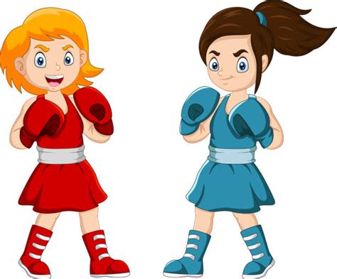 Girl Kickboxing Cartoons Illustrations Royalty Free Vector Graphics